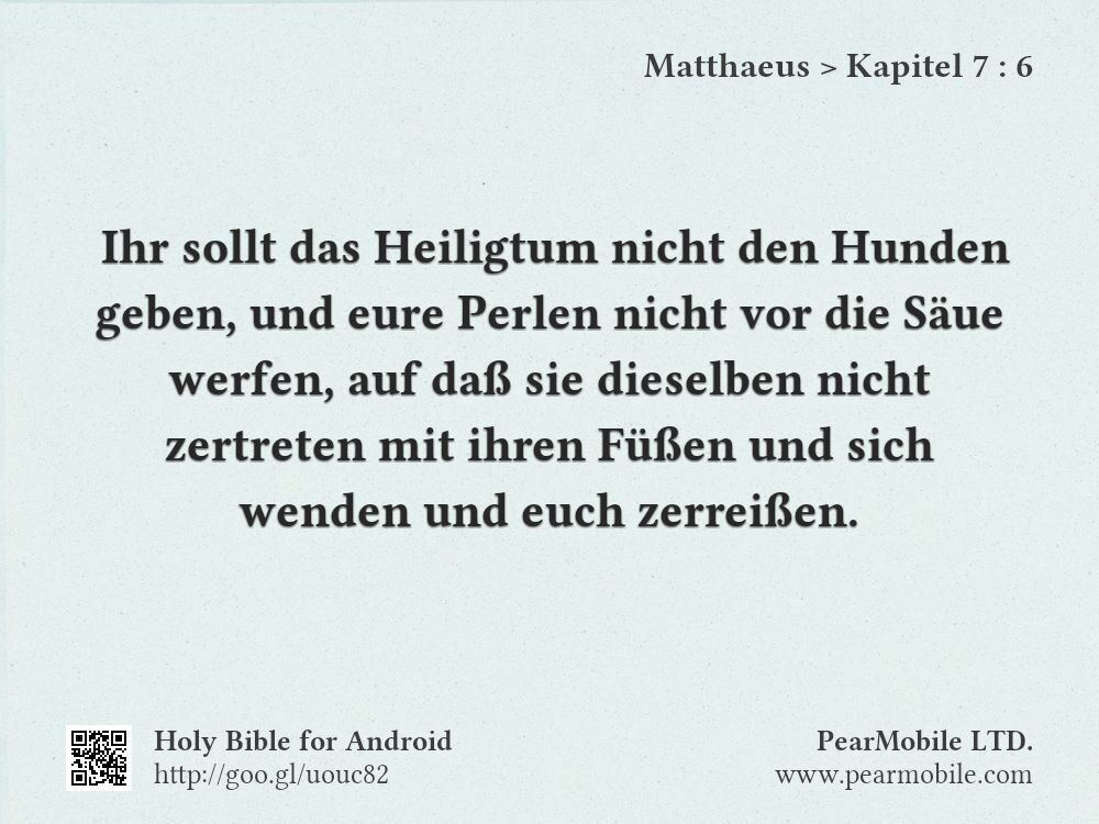 Matthaeus, Kapitel 7:6
